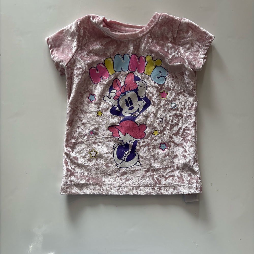 Disney Pink Velvet Minnie Mouse Short Sleeve Tee